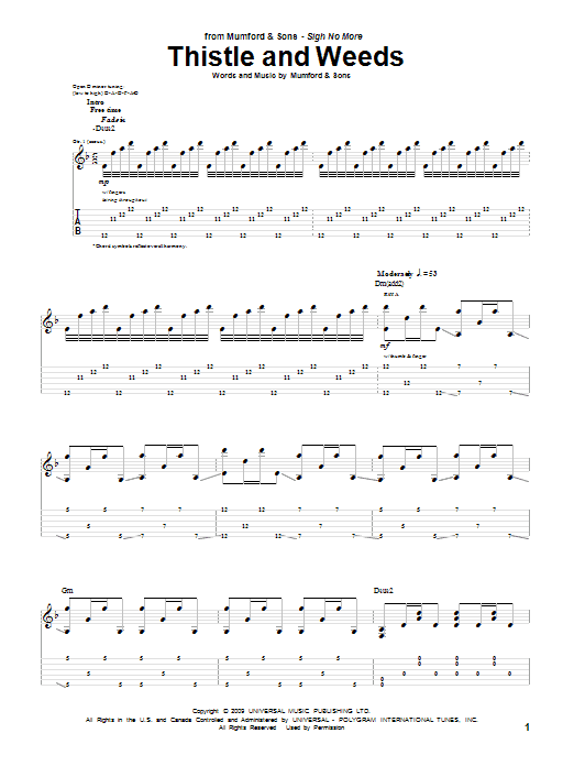 Mumford & Sons Thistle And Weeds Sheet Music Notes & Chords for Piano, Vocal & Guitar (Right-Hand Melody) - Download or Print PDF