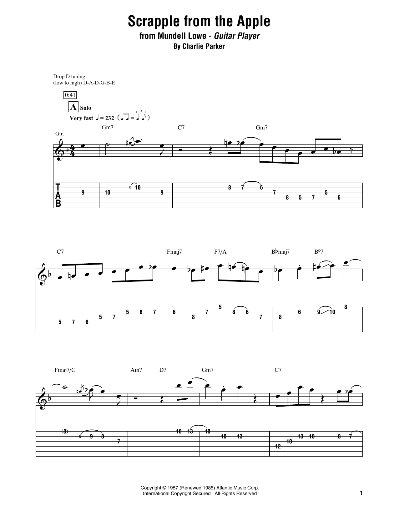 Mundell Low Scrapple From The Apple Sheet Music Notes & Chords for Electric Guitar Transcription - Download or Print PDF