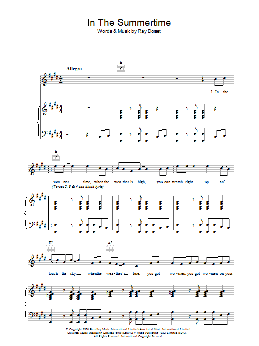 Mungo Jerry In The Summertime Sheet Music Notes & Chords for Ukulele - Download or Print PDF
