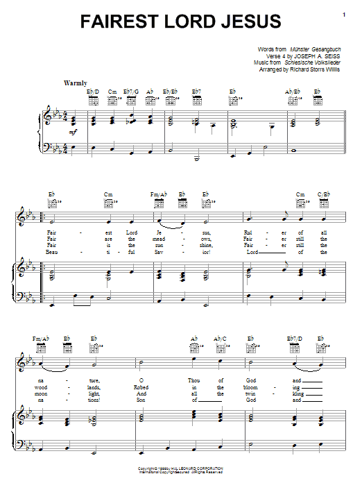 Munster Gesangbuch Fairest Lord Jesus Sheet Music Notes & Chords for Guitar Tab - Download or Print PDF