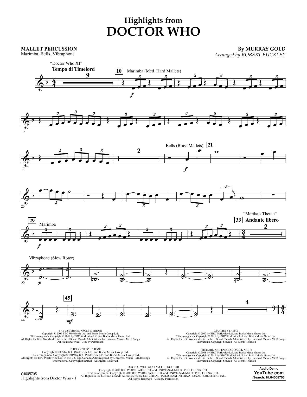Murray Gold Highlights from Doctor Who (arr. Robert Buckley) - Mallet Percussion Sheet Music Notes & Chords for Flex-Band - Download or Print PDF