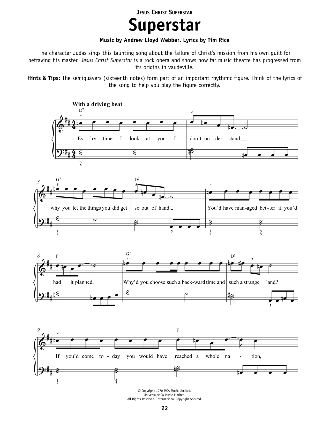 Murray Head w/Trinidad Singers Superstar (from Jesus Christ Superstar) Sheet Music Notes & Chords for Really Easy Piano - Download or Print PDF Murray Head w/Trinidad Singers Superstar (from Jesus Christ Superstar) Sheet Music Notes & Chords for Really Easy Piano - Download or Print PDF