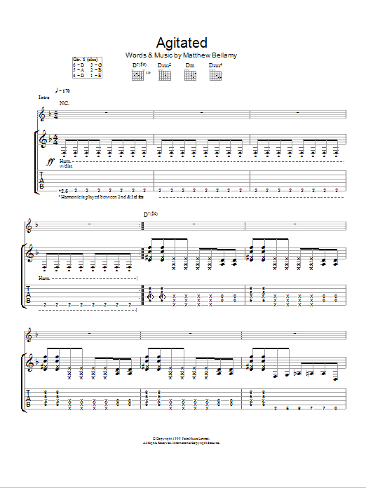 Muse Agitated Sheet Music Notes & Chords for Guitar Tab - Download or Print PDF