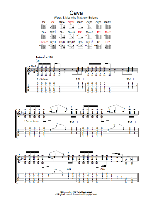 Muse Cave Sheet Music Notes & Chords for Guitar Tab - Download or Print PDF
