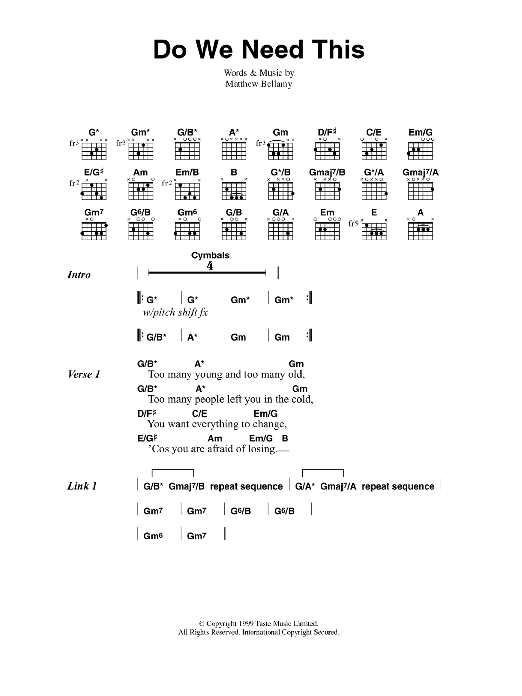 Muse Do We Need This Sheet Music Notes & Chords for Guitar Chords/Lyrics - Download or Print PDF