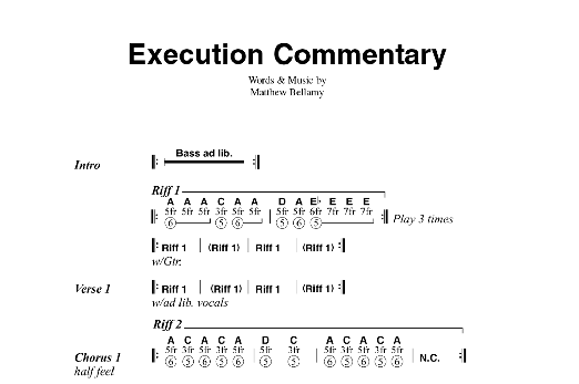 Muse Execution Commentary Sheet Music Notes & Chords for Guitar Chords/Lyrics - Download or Print PDF
