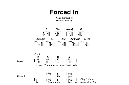 Muse Forced In Sheet Music Notes & Chords for Guitar Chords/Lyrics - Download or Print PDF