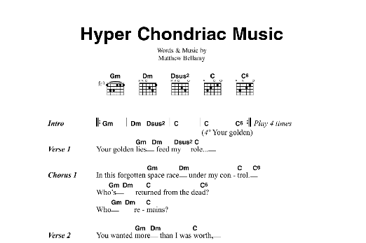 Muse Hyper Chondriac Music Sheet Music Notes & Chords for Guitar Chords/Lyrics - Download or Print PDF