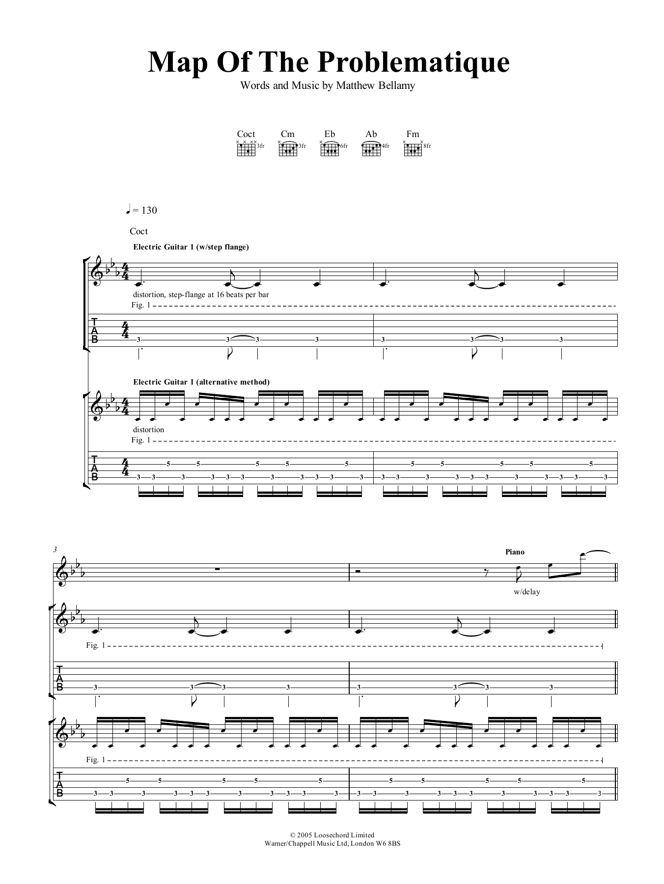 Muse Map Of The Problematique Sheet Music Notes & Chords for Guitar Tab - Download or Print PDF