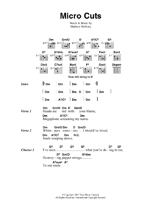 Muse Micro Cuts Sheet Music Notes & Chords for Guitar Chords/Lyrics - Download or Print PDF