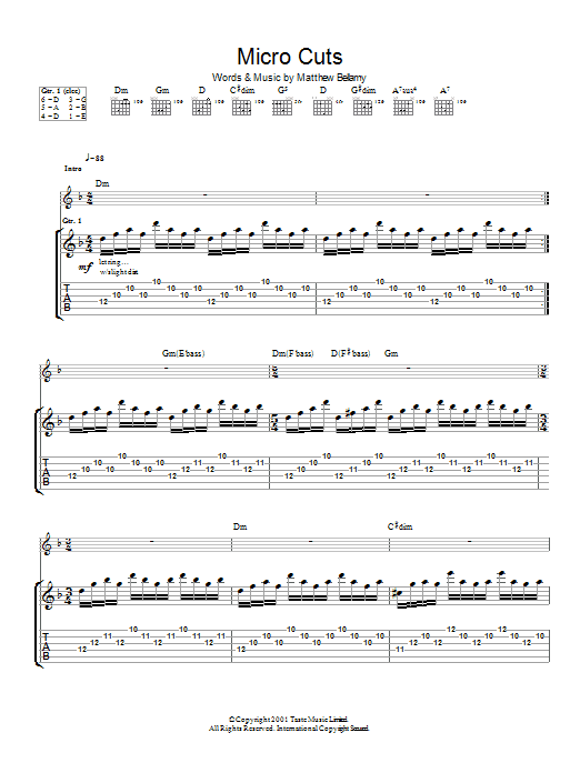 Muse Micro Cuts Sheet Music Notes & Chords for Guitar Tab - Download or Print PDF