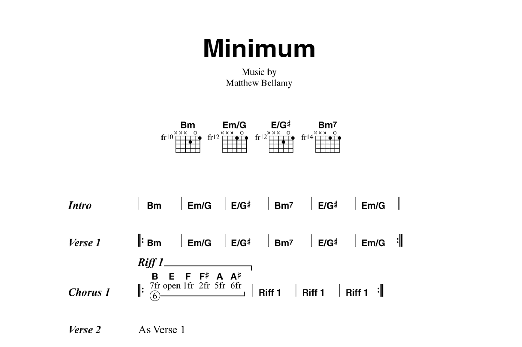 Muse Minimum Sheet Music Notes & Chords for Guitar Chords/Lyrics - Download or Print PDF