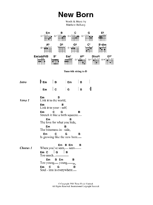 Muse New Born Sheet Music Notes & Chords for Easy Piano - Download or Print PDF