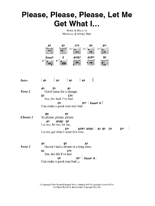 Muse Please, Please, Please, Let Me Get What I Want Sheet Music Notes & Chords for Guitar Chords/Lyrics - Download or Print PDF