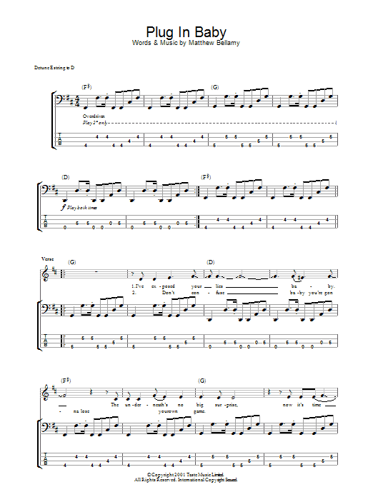 Muse Plug In Baby Sheet Music Notes & Chords for Guitar Tab - Download or Print PDF