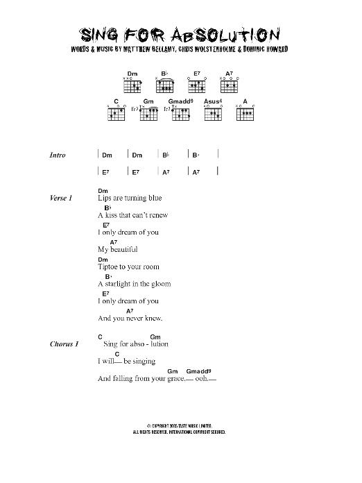 Muse Sing For Absolution Sheet Music Notes & Chords for Easy Piano - Download or Print PDF