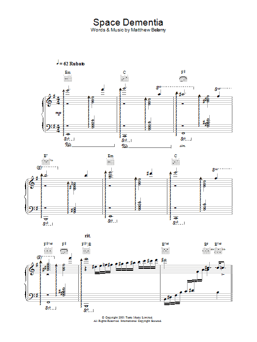 Muse Space Dementia Sheet Music Notes & Chords for Piano, Vocal & Guitar - Download or Print PDF