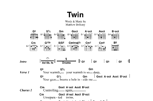 Muse Twin Sheet Music Notes & Chords for Guitar Chords/Lyrics - Download or Print PDF