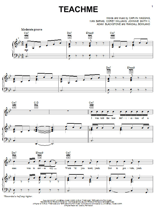 Musiq Soulchild Teachme Sheet Music Notes & Chords for Piano, Vocal & Guitar (Right-Hand Melody) - Download or Print PDF