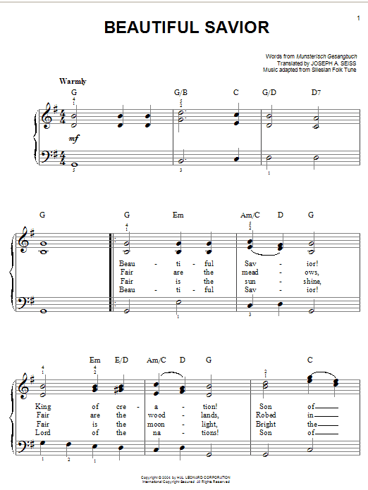 Musterisch Gesangbuch Beautiful Savior Sheet Music Notes & Chords for Super Easy Piano - Download or Print PDF