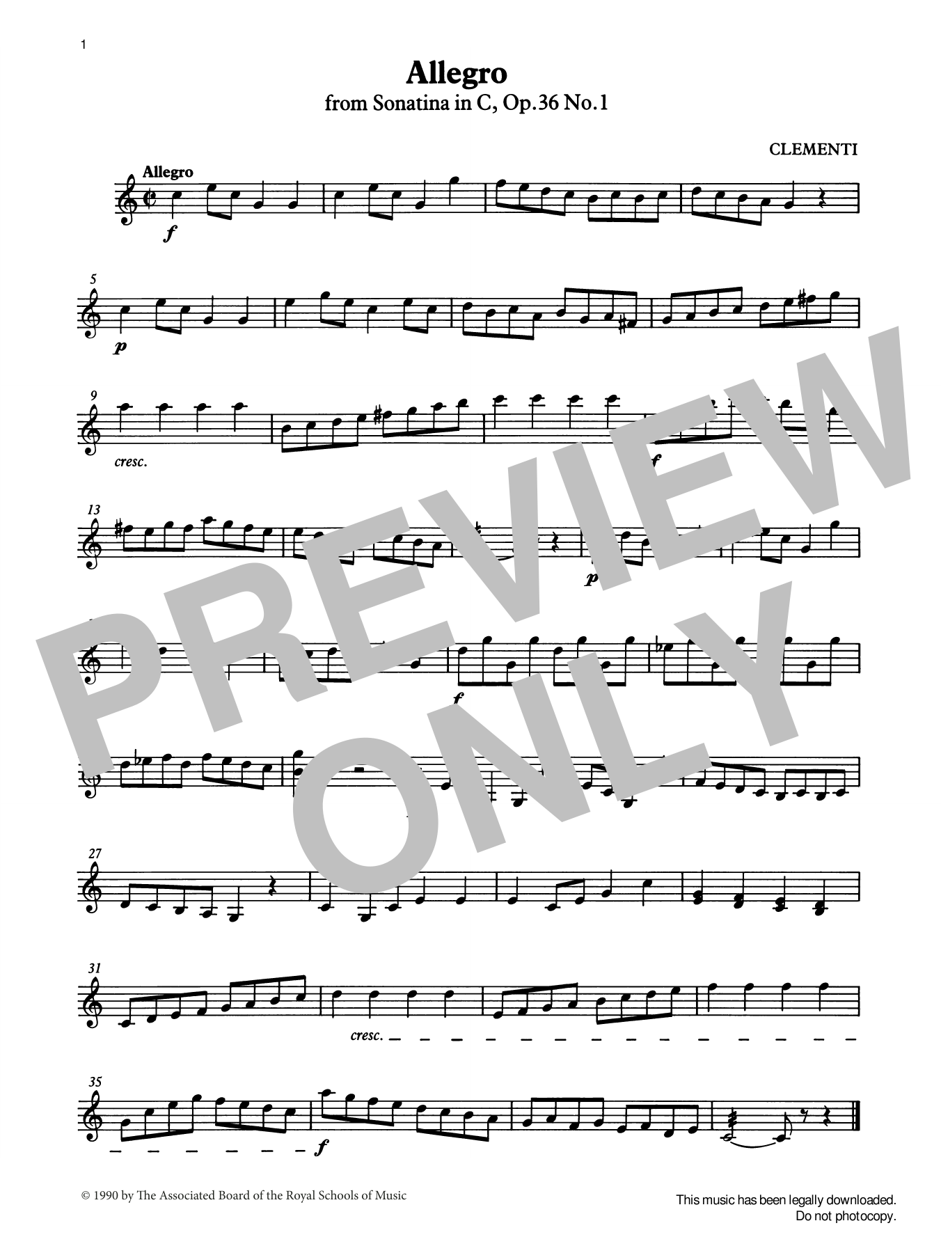 Muzio Clementi Allegro from Graded Music for Tuned Percussion, Book II Sheet Music Notes & Chords for Percussion Solo - Download or Print PDF