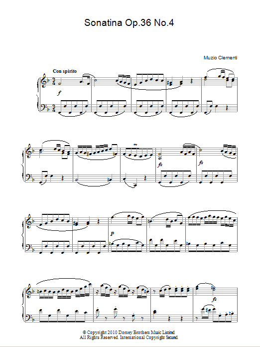 Muzio Clementi Sonatina Op. 36, No. 4 Sheet Music Notes & Chords for Piano - Download or Print PDF
