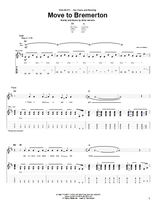 MxPx Move To Bremerton Sheet Music Notes & Chords for Guitar Tab - Download or Print PDF