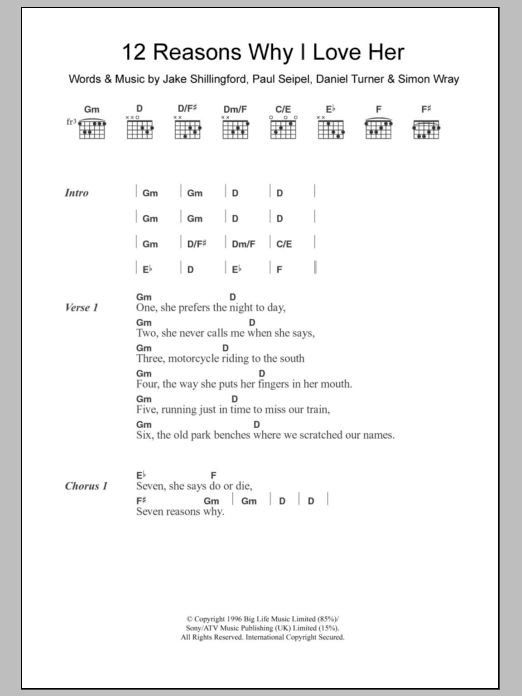 My Life Story 12 Reasons Why I Love Her Sheet Music Notes & Chords for Lyrics & Chords - Download or Print PDF My Life Story 12 Reasons Why I Love Her Sheet Music Notes & Chords for Lyrics & Chords - Download or Print PDF