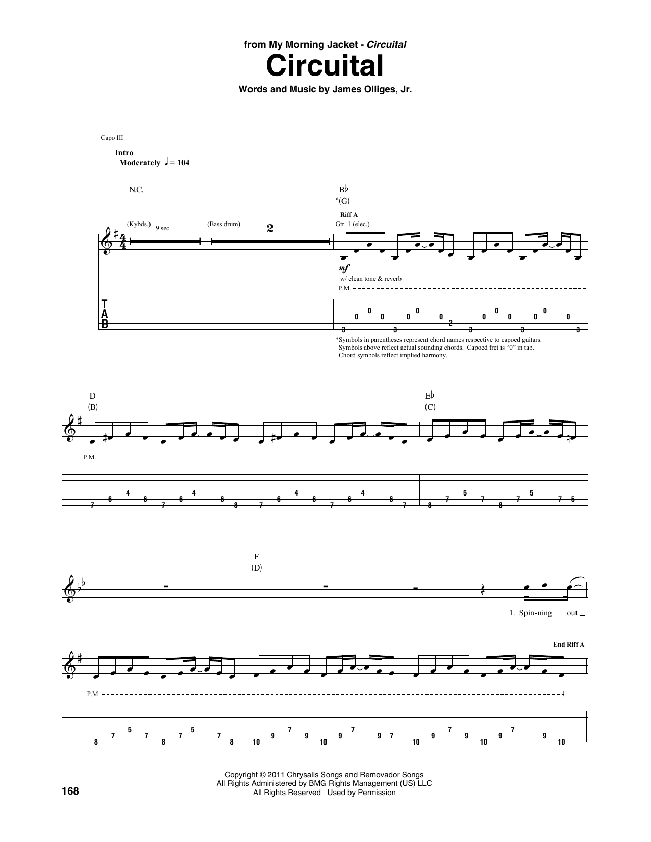 My Morning Jacket Circuital Sheet Music Notes & Chords for Guitar Tab - Download or Print PDF