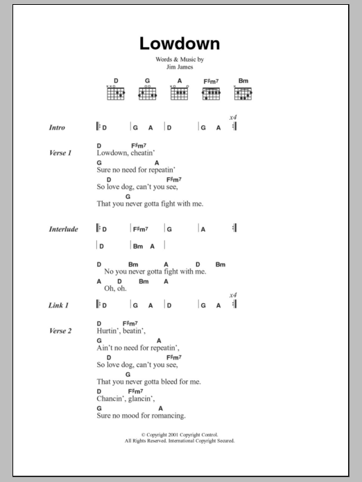 My Morning Jacket Lowdown Sheet Music Notes & Chords for Lyrics & Chords - Download or Print PDF