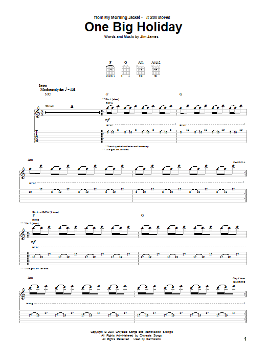 My Morning Jacket One Big Holiday Sheet Music Notes & Chords for Lyrics & Chords - Download or Print PDF