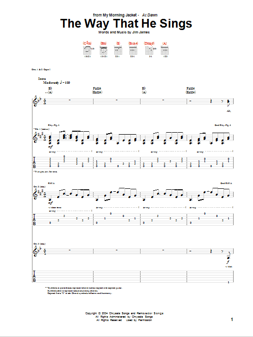 My Morning Jacket The Way That He Sings Sheet Music Notes & Chords for Guitar Chords/Lyrics - Download or Print PDF