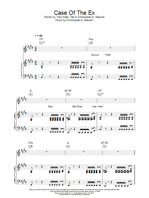 Mya Case Of The Ex Sheet Music Notes & Chords for Piano, Vocal & Guitar - Download or Print PDF