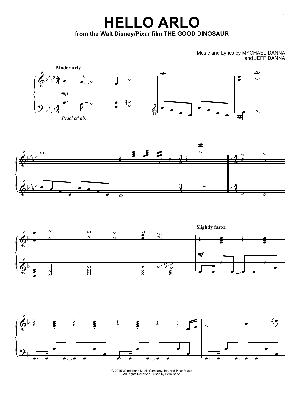 Mychael & Jeff Danna Hello Arlo Sheet Music Notes & Chords for Piano - Download or Print PDF