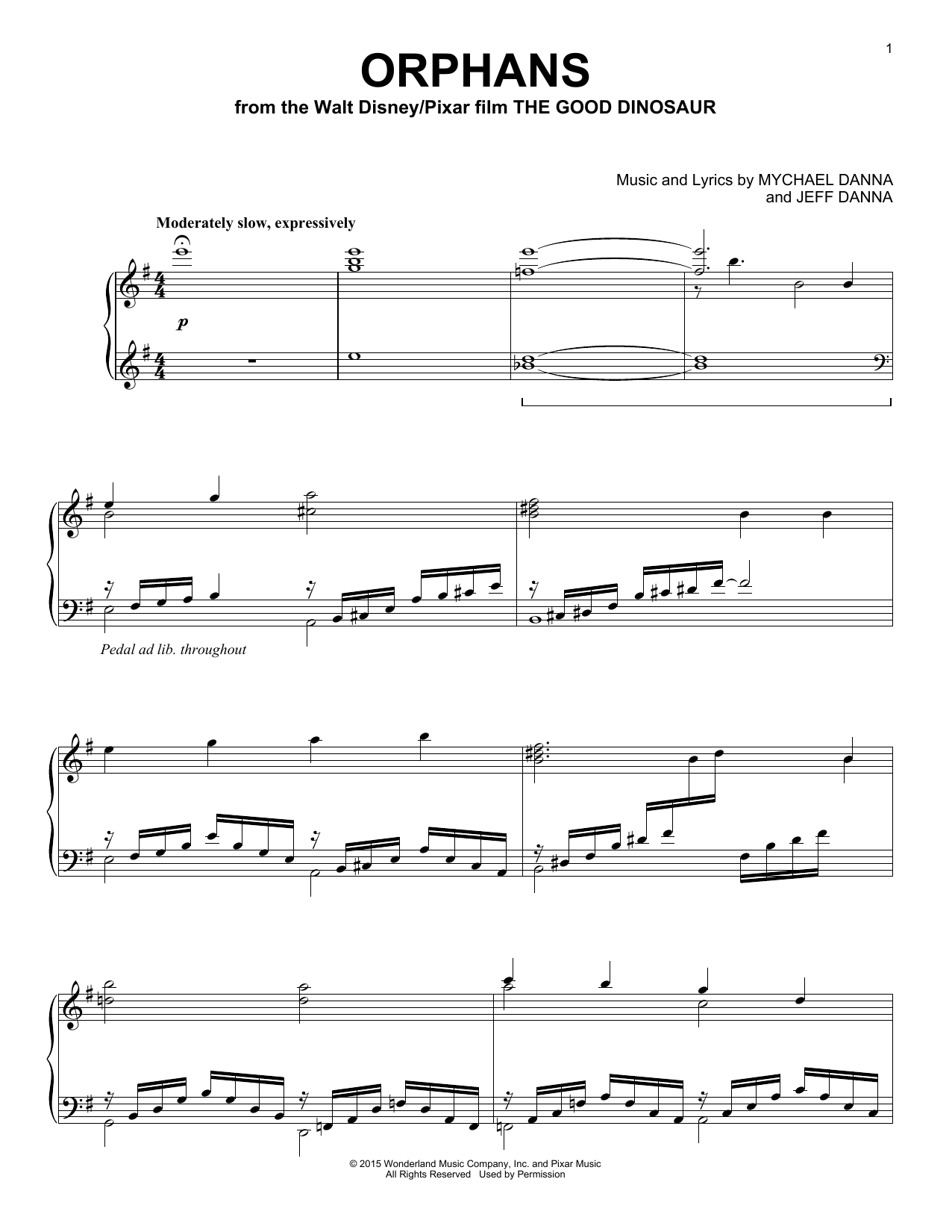Mychael & Jeff Danna Orphans Sheet Music Notes & Chords for Piano - Download or Print PDF