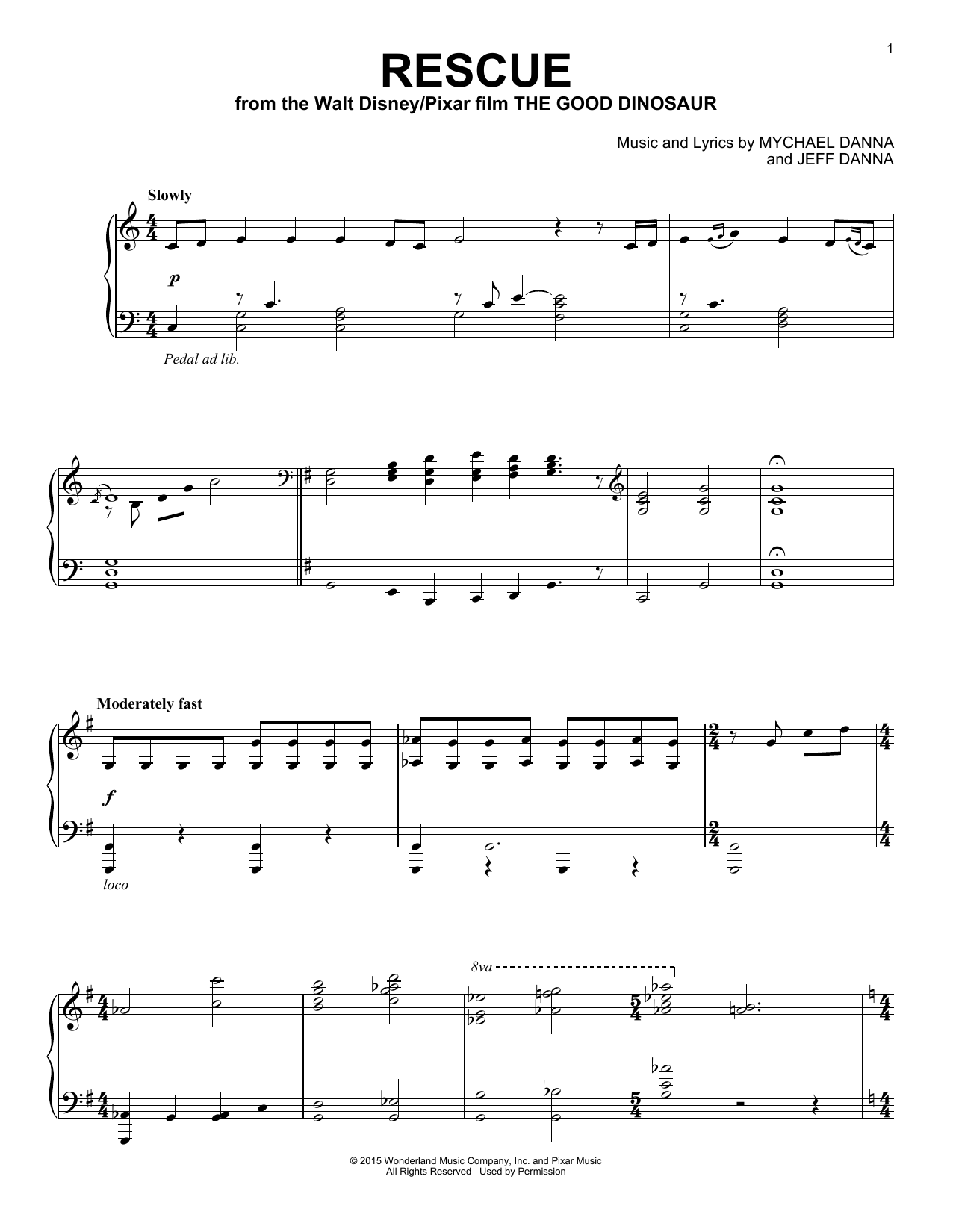 Mychael & Jeff Danna Rescue Sheet Music Notes & Chords for Piano - Download or Print PDF