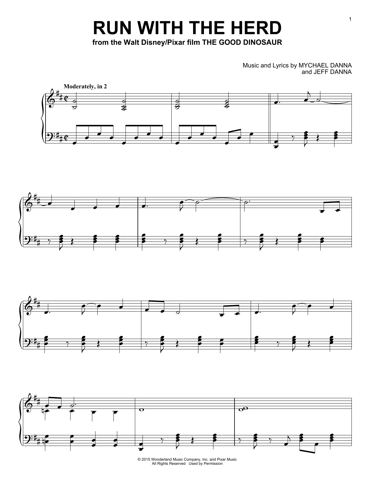 Mychael & Jeff Danna Run With The Herd Sheet Music Notes & Chords for Piano - Download or Print PDF
