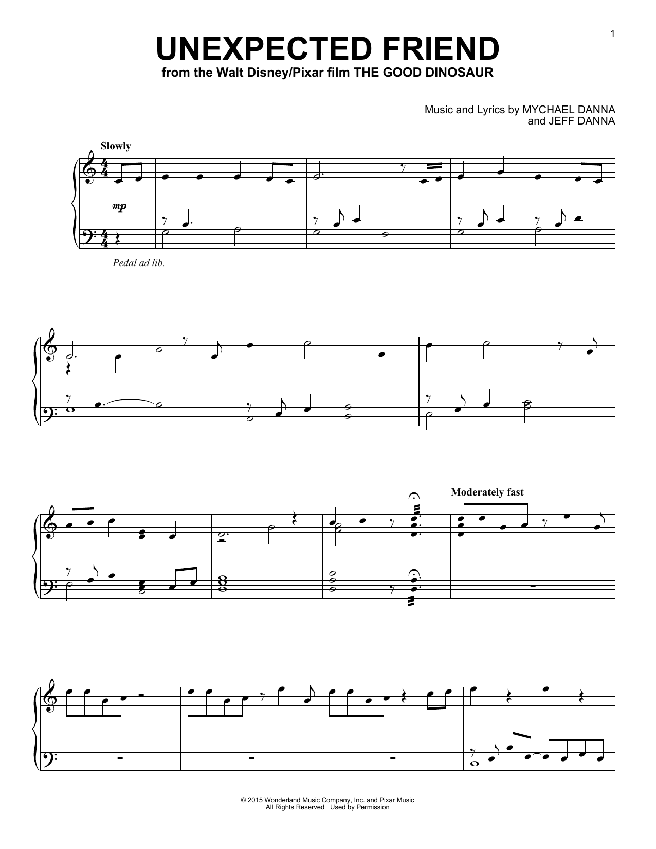 Mychael & Jeff Danna Unexpected Friend Sheet Music Notes & Chords for Piano - Download or Print PDF