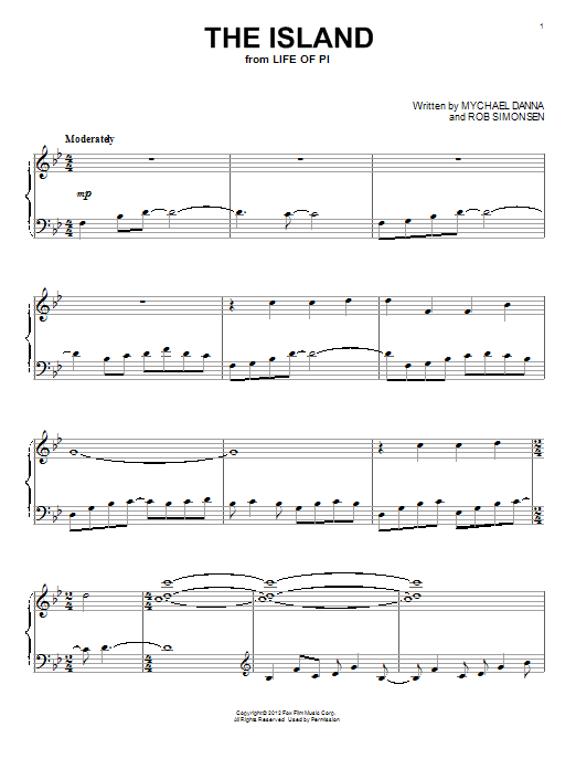 Mychael Danna The Island Sheet Music Notes & Chords for Piano - Download or Print PDF