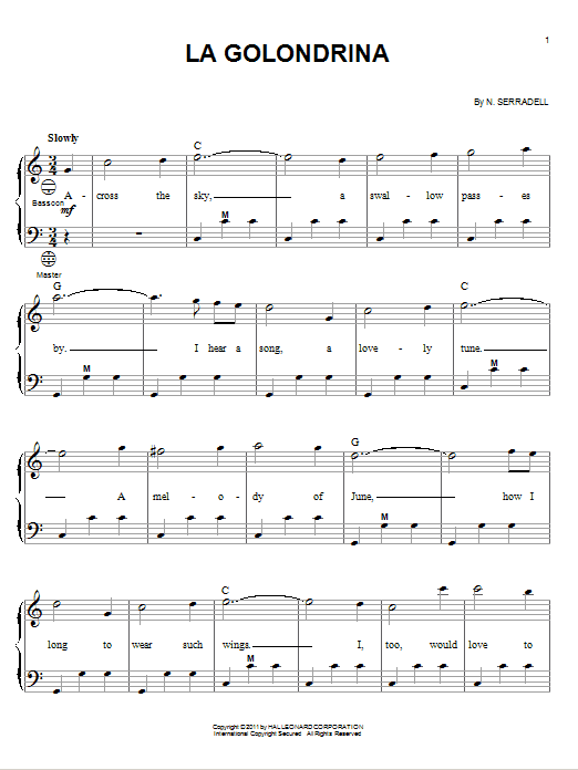 N. Serradell La Golondrina Sheet Music Notes & Chords for Mandolin - Download or Print PDF