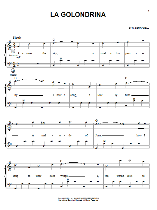 N. Serradell La Golondrina Sheet Music Notes & Chords for Accordion - Download or Print PDF