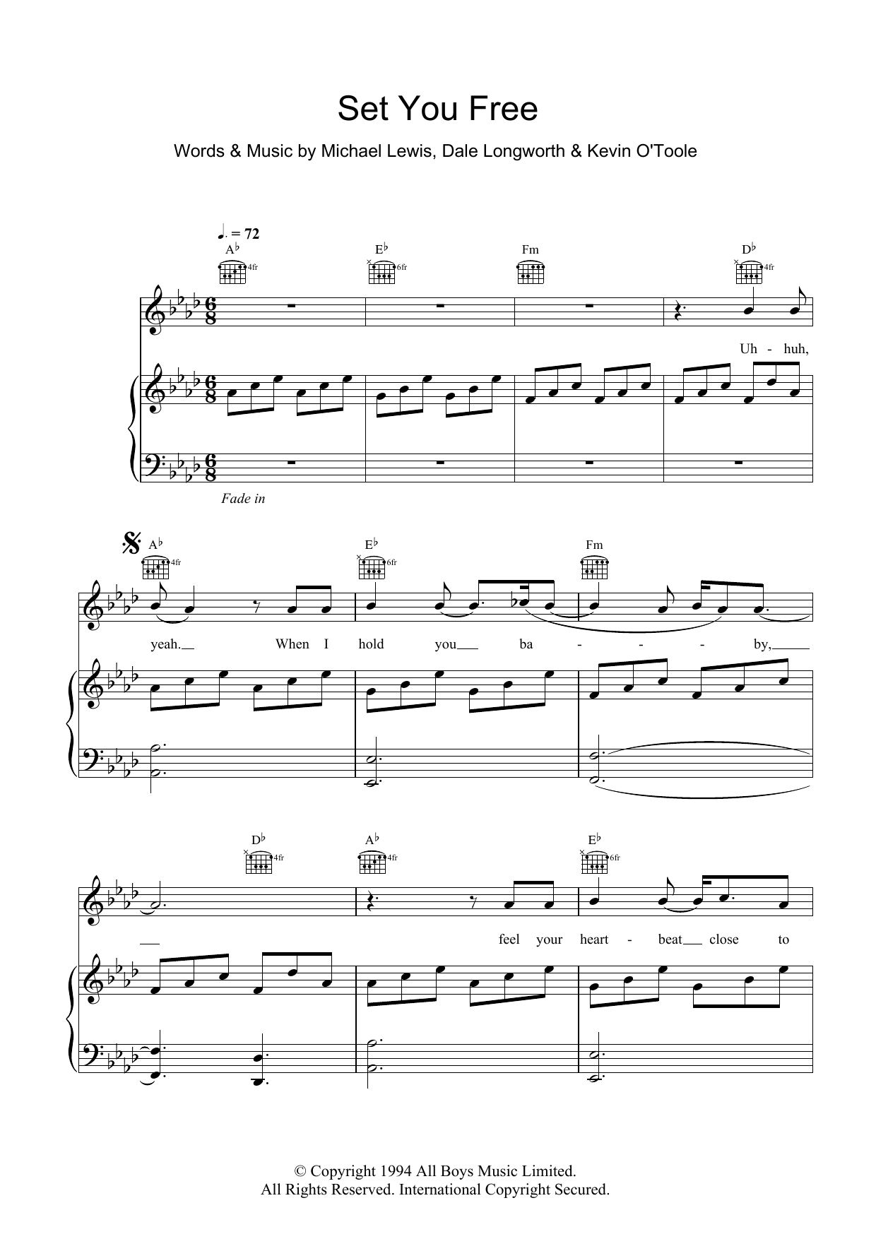 N-Trance Set You Free Sheet Music Notes & Chords for Piano & Vocal - Download or Print PDF