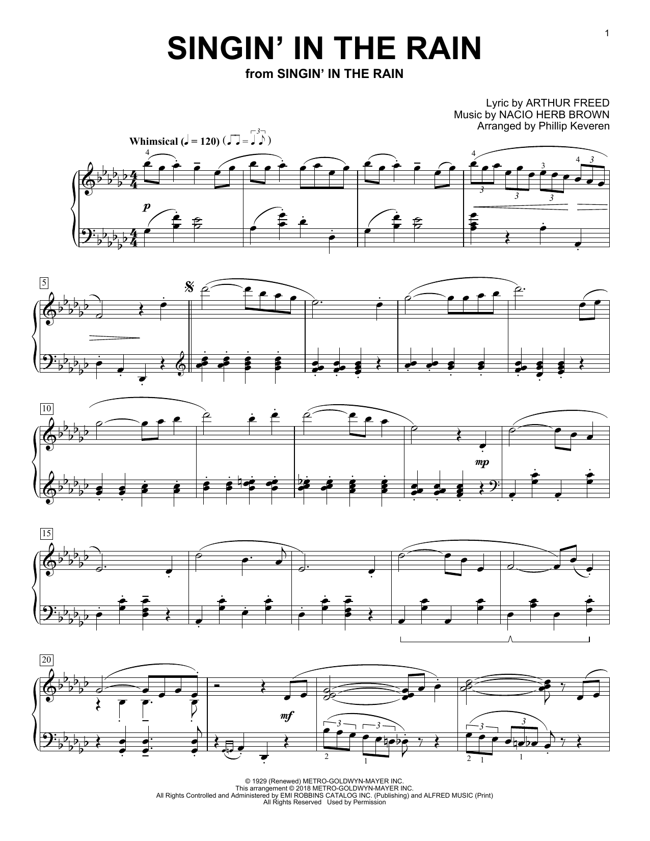 Phillip Keveren Singin' In The Rain Sheet Music Notes & Chords for Piano - Download or Print PDF