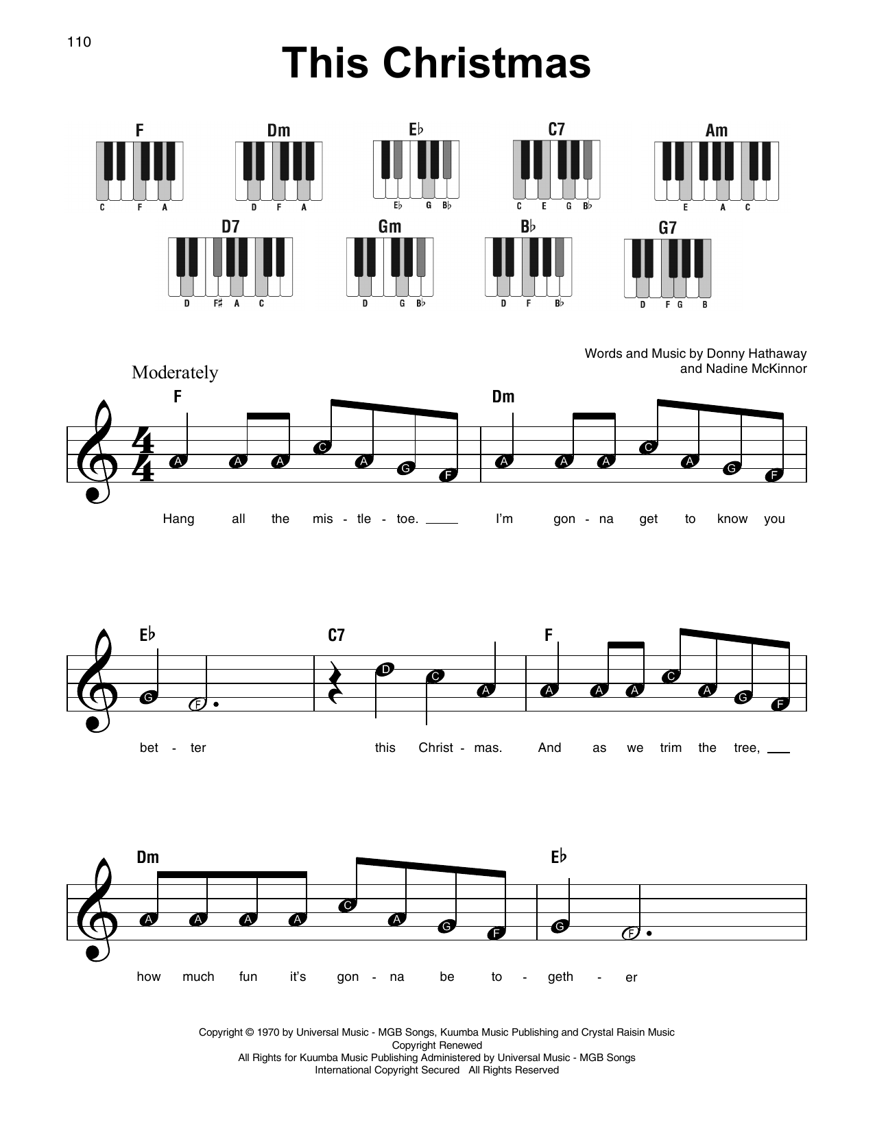 Nadine McKinnor This Christmas Sheet Music Notes & Chords for Melody Line, Lyrics & Chords - Download or Print PDF