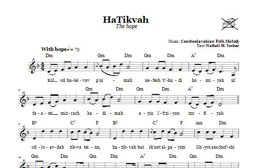 Naftali H. Imber HaTikvah (The Hope) Sheet Music Notes & Chords for Melody Line, Lyrics & Chords - Download or Print PDF