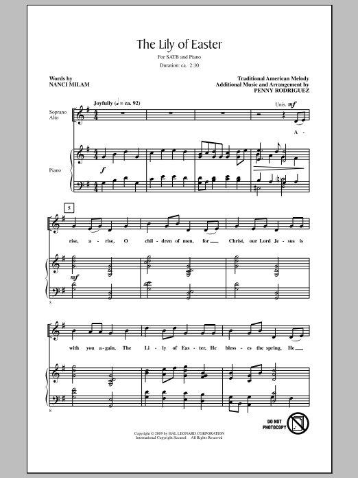 Nanci Milam The Lily Of Easter Sheet Music Notes & Chords for SATB - Download or Print PDF