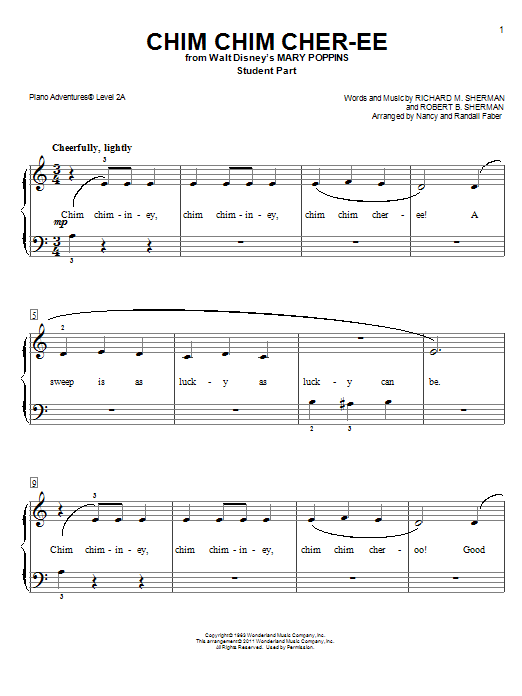 Nancy and Randall Faber Chim Chim Cher-ee Sheet Music Notes & Chords for Piano Adventures - Download or Print PDF