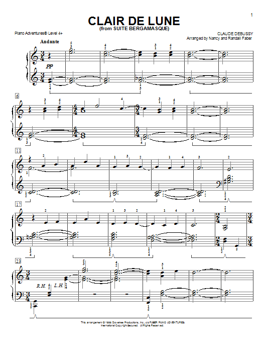 Nancy and Randall Faber Claire de Lune Sheet Music Notes & Chords for Piano Adventures - Download or Print PDF