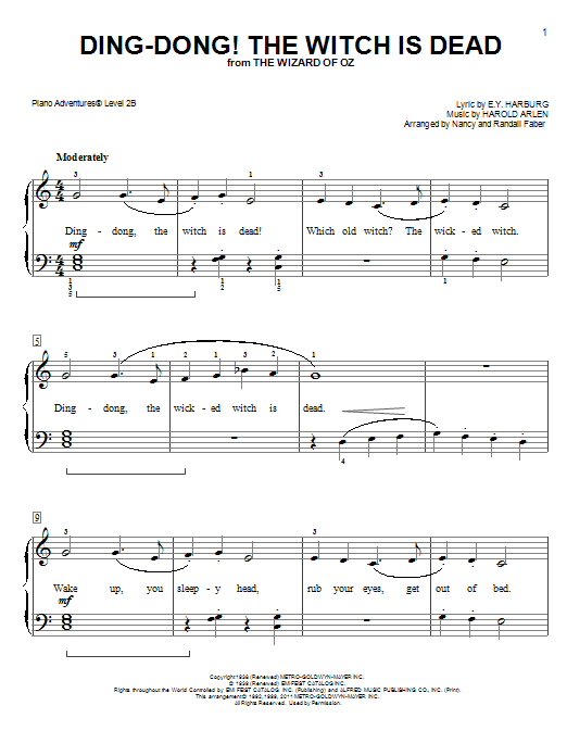Nancy and Randall Faber Ding-Dong! The Witch is Dead Sheet Music Notes & Chords for Piano Adventures - Download or Print PDF