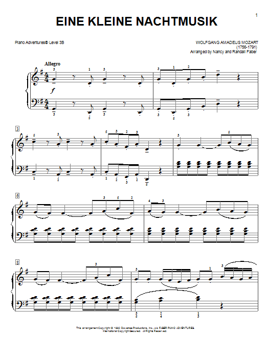 Nancy and Randall Faber Eine kleine Nachtmusik Sheet Music Notes & Chords for Piano Adventures - Download or Print PDF